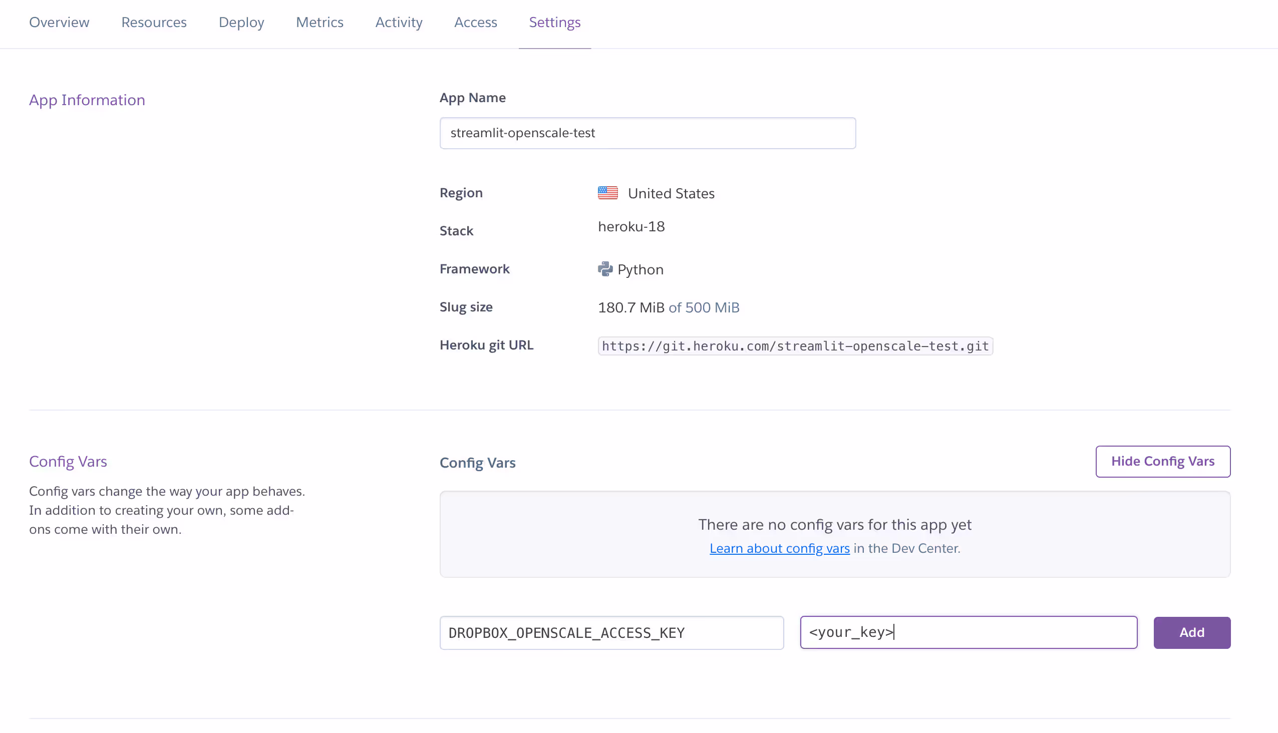 Adding Heroku Config